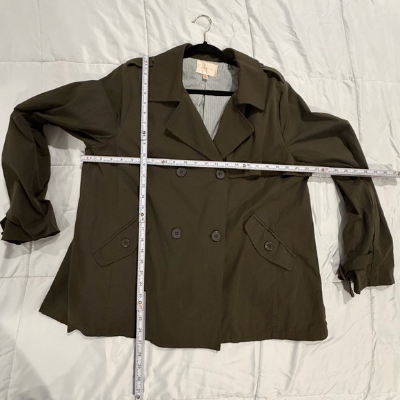 Skies Are Blue‎ Women's Olive Green Trench Jacket Size XL Double Breasted - Picture 13 of 16